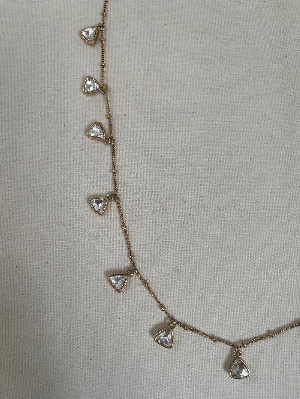 Ann Taylor Gold-Tone Necklace with Clear Teardrop Pendants - Picture 3 of 3